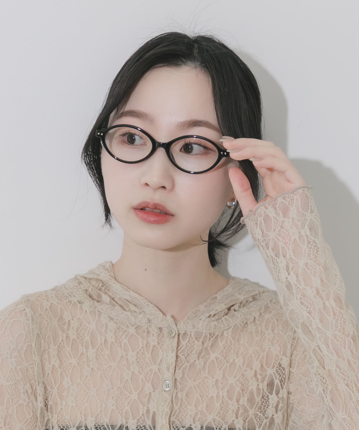 オーバルスリムダテメガネ BLK -