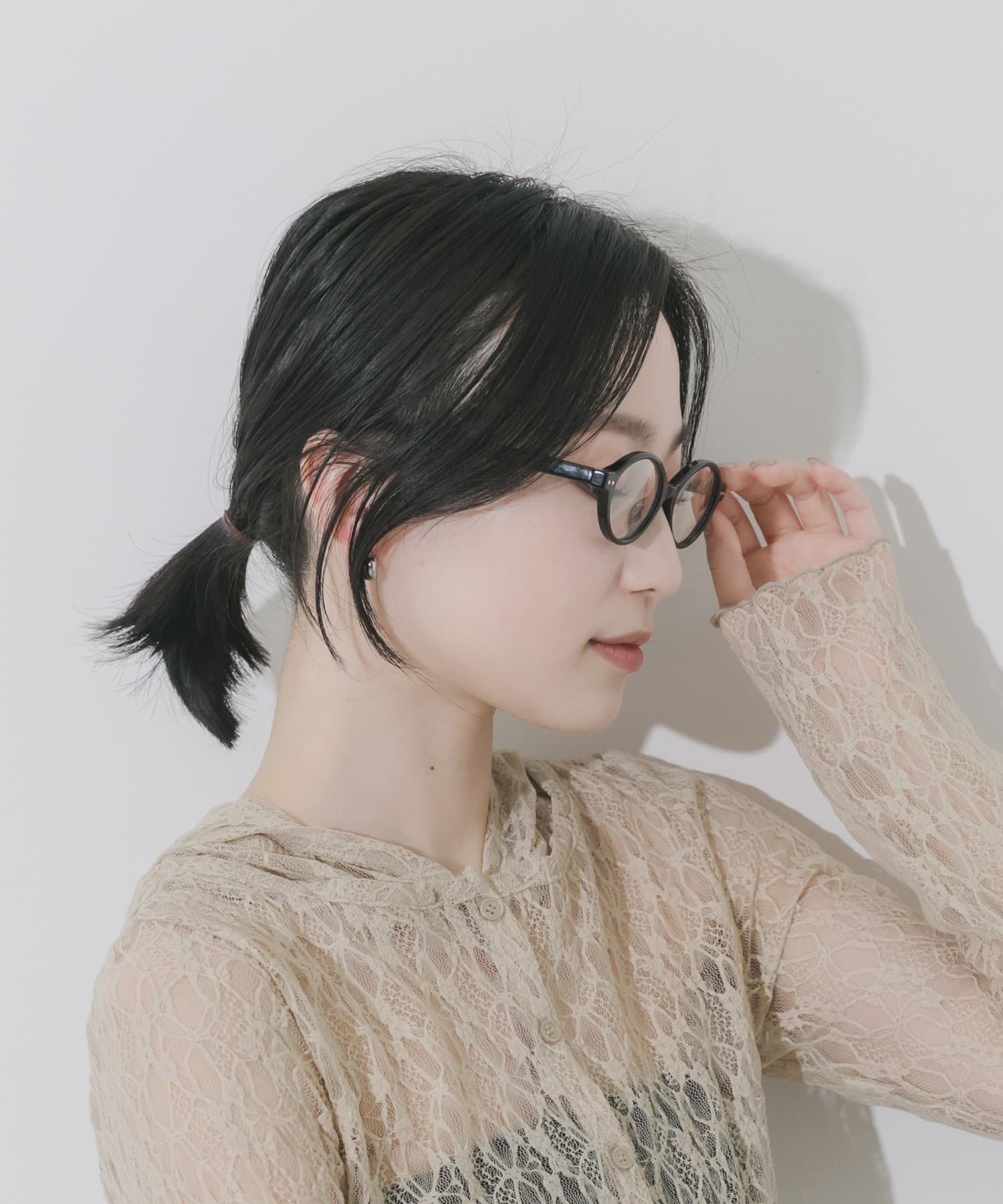 オーバルスリムダテメガネ BLK -