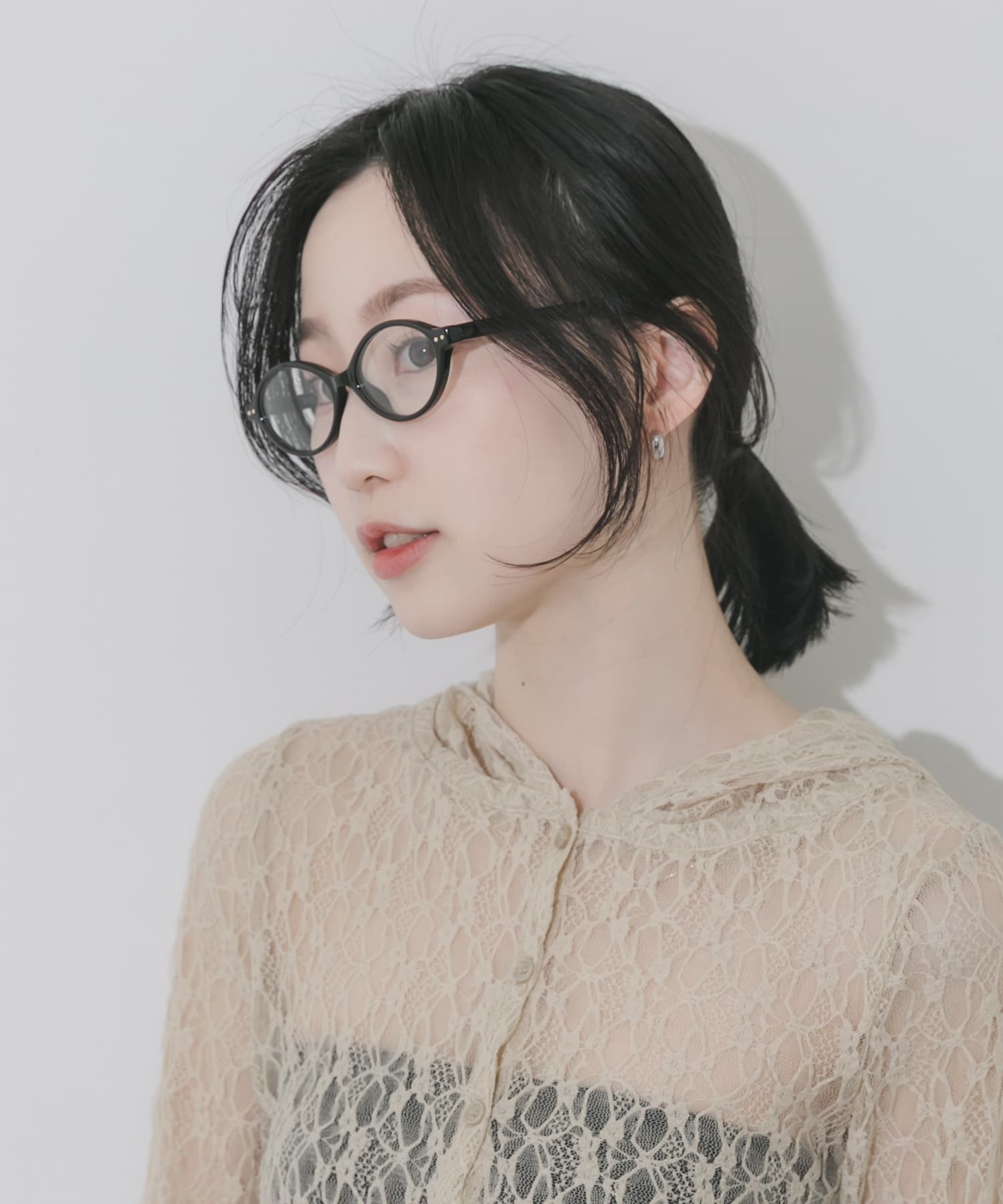 オーバルスリムダテメガネ BLK -