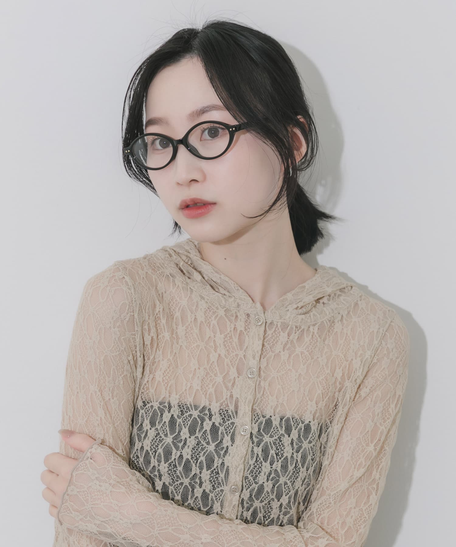 オーバルスリムダテメガネ BLK -