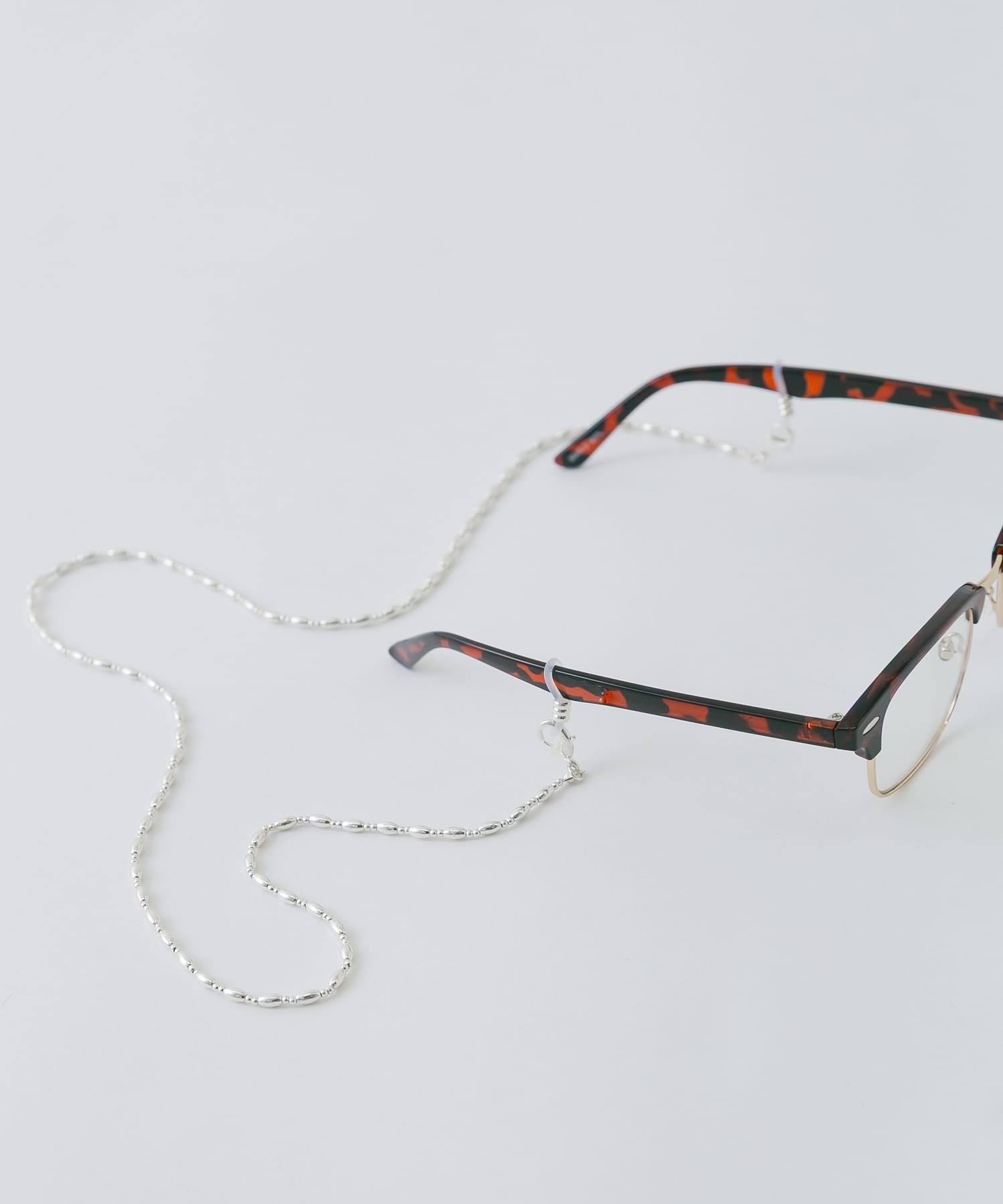 メタルオーバルビーズメガネチェーン SLV -