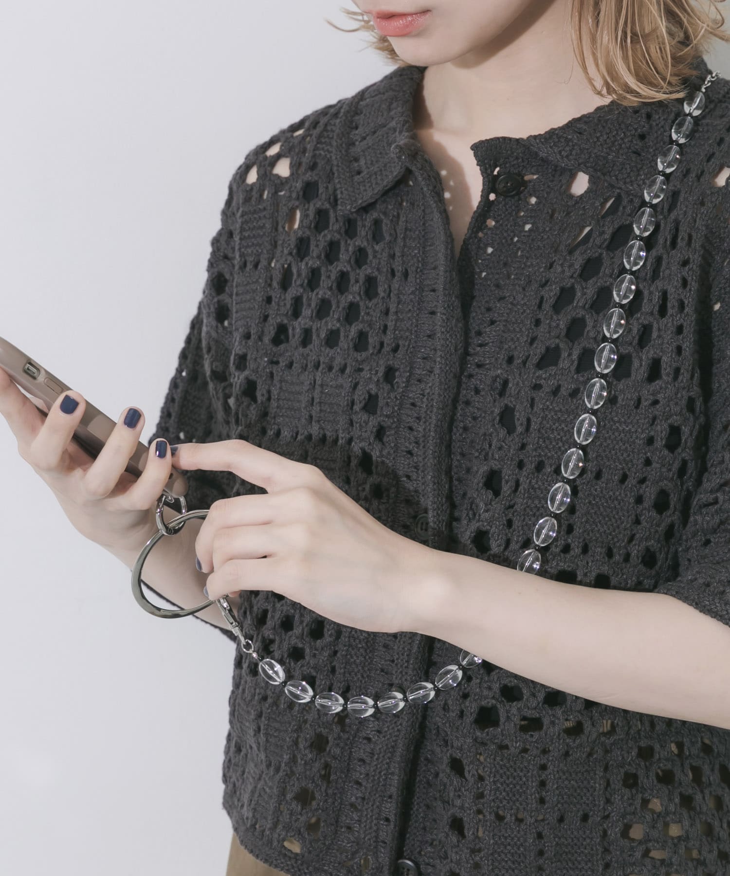 ビーズチェーンマルチショルダー SLV/CLR -