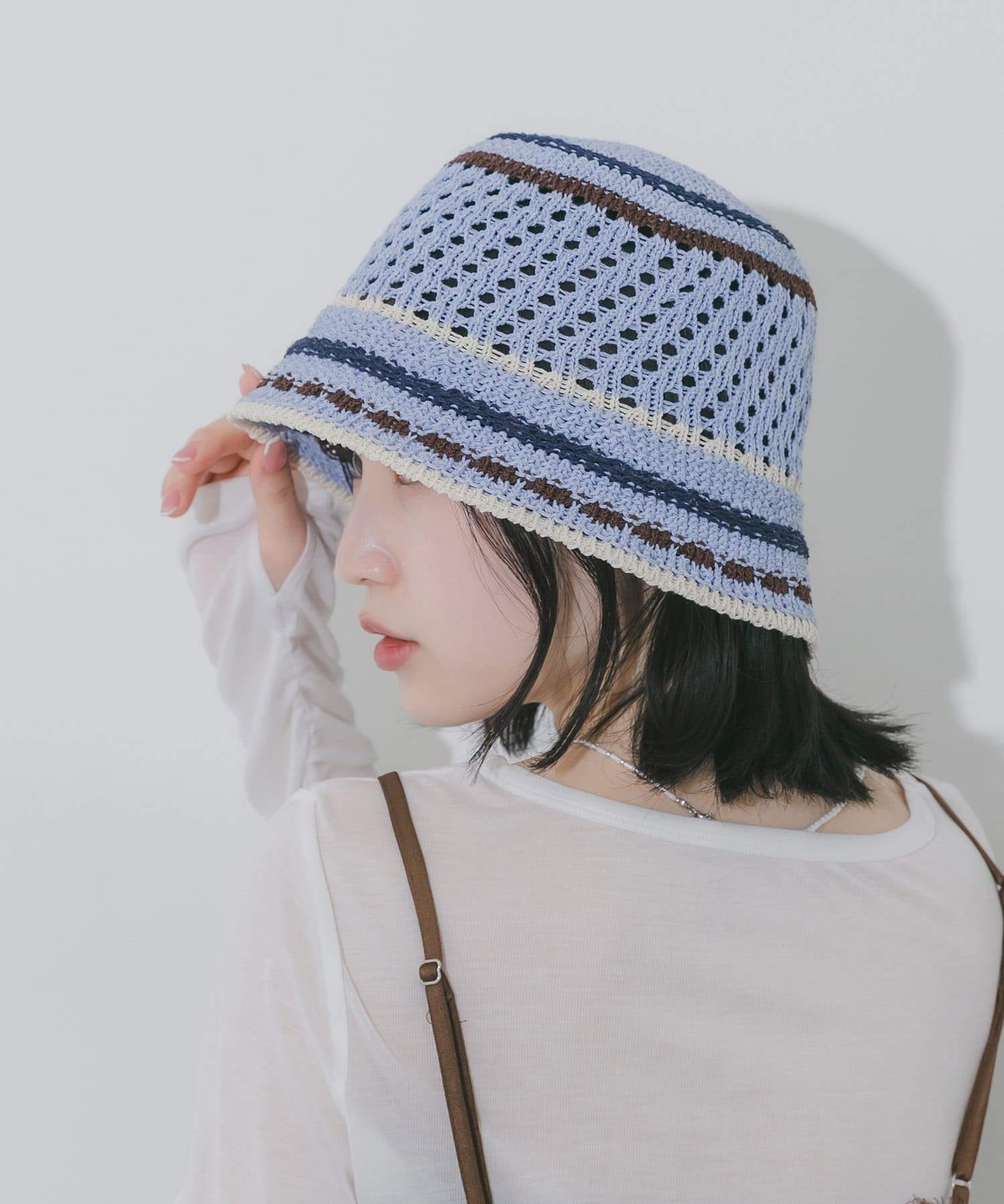 カラーボーダーサーモハット BLU -
