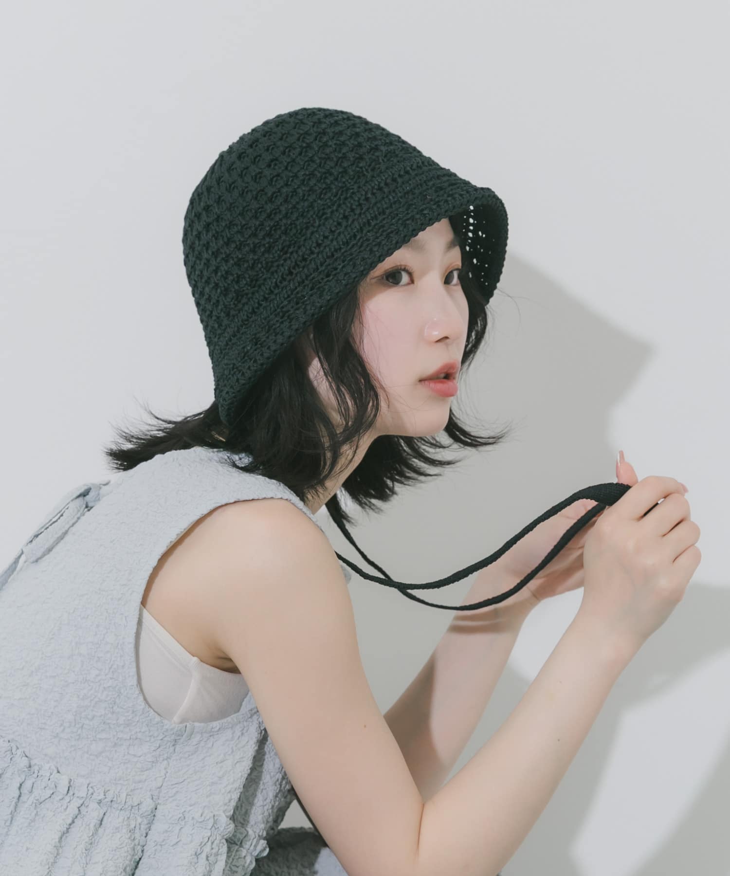 デザインボンネットハット BLK -