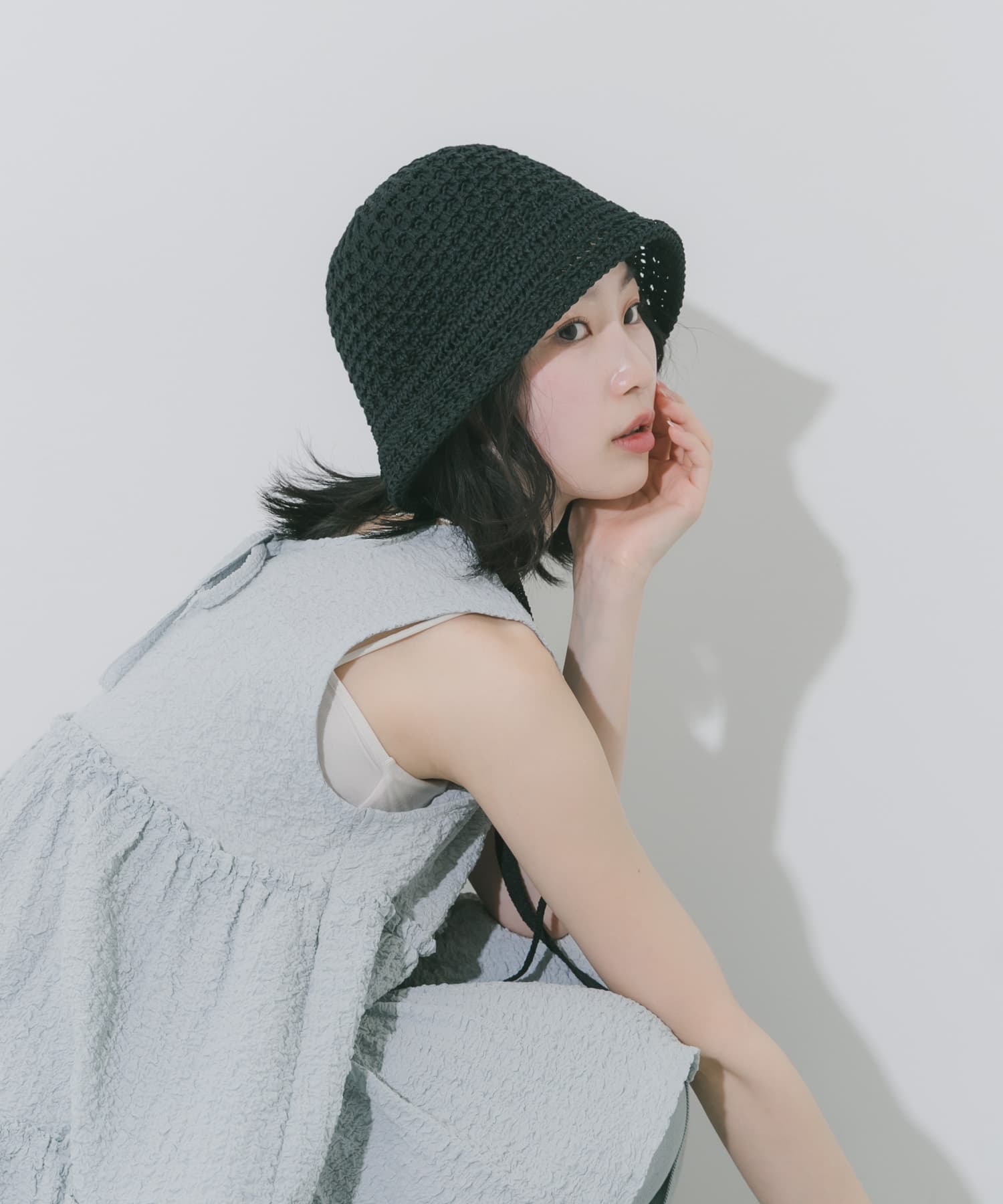 デザインボンネットハット BLK -