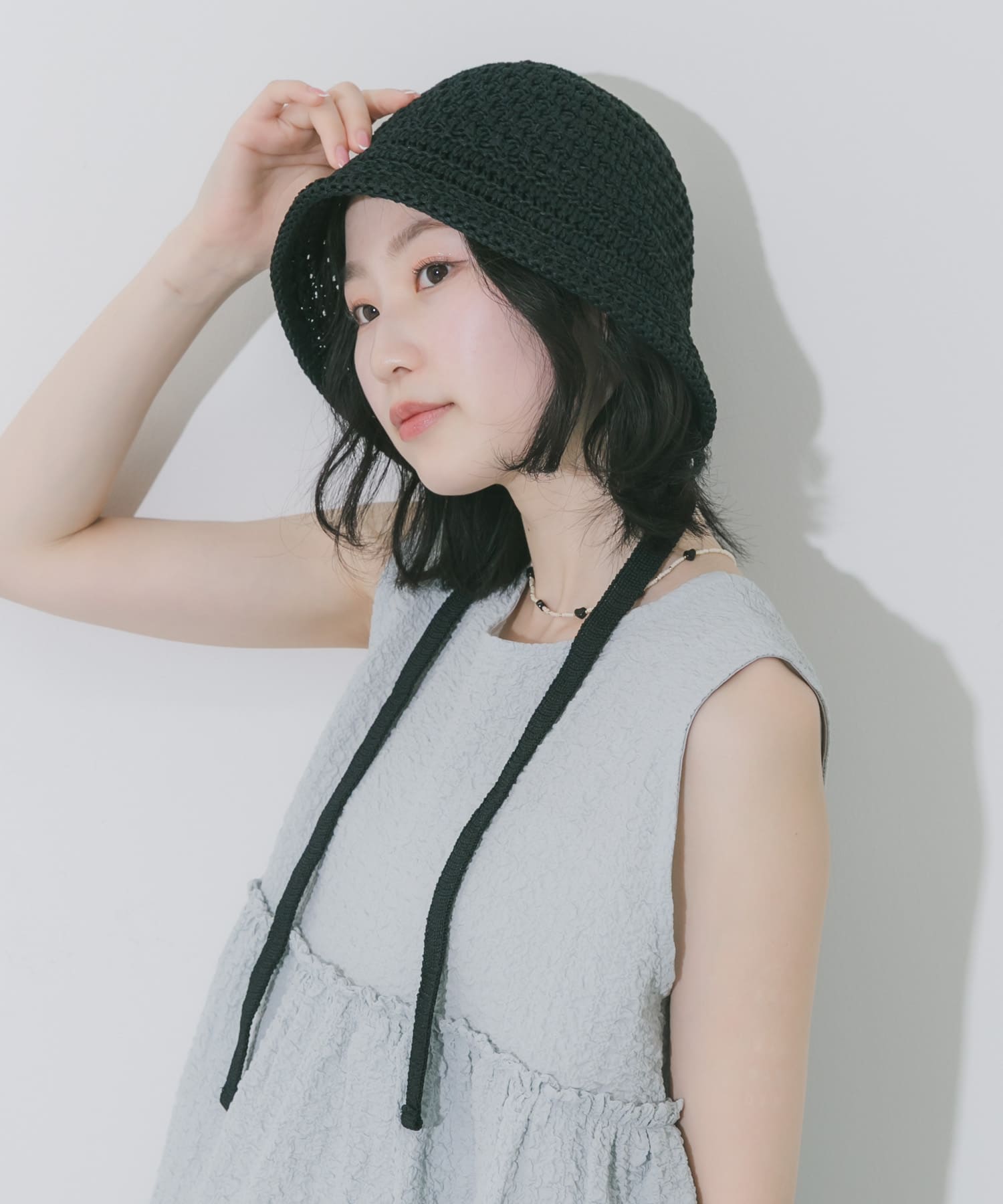 デザインボンネットハット BLK -