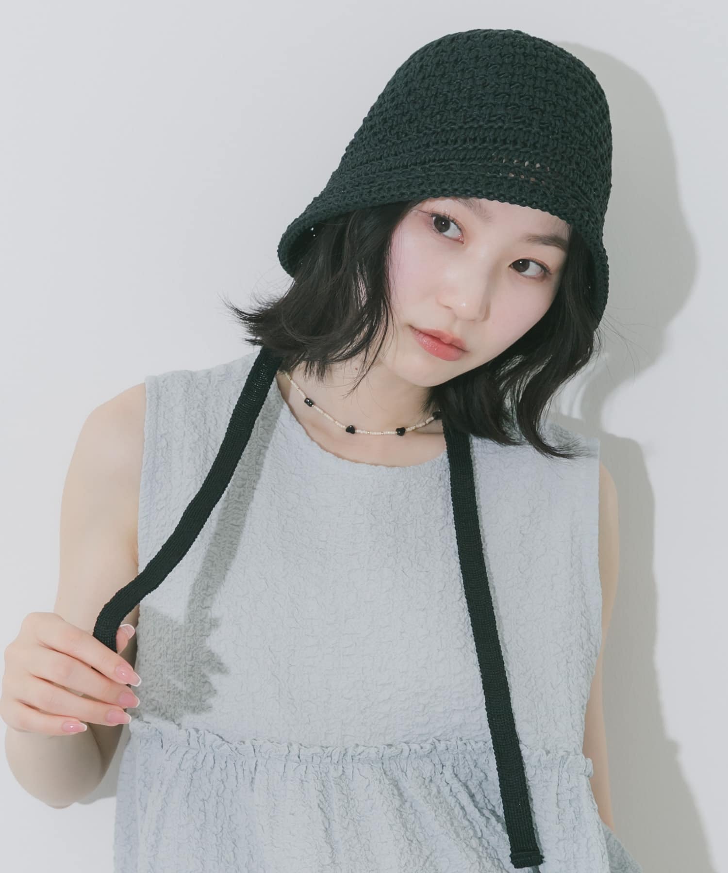 デザインボンネットハット BLK -