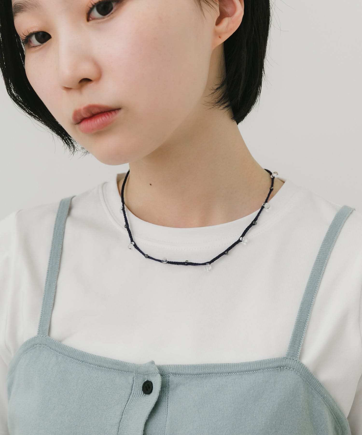 ドロップビーズコードチョーカー NVY -