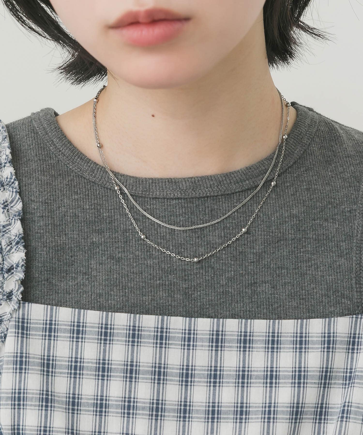 ステンレスステーションボール2セットネックレス SLV -