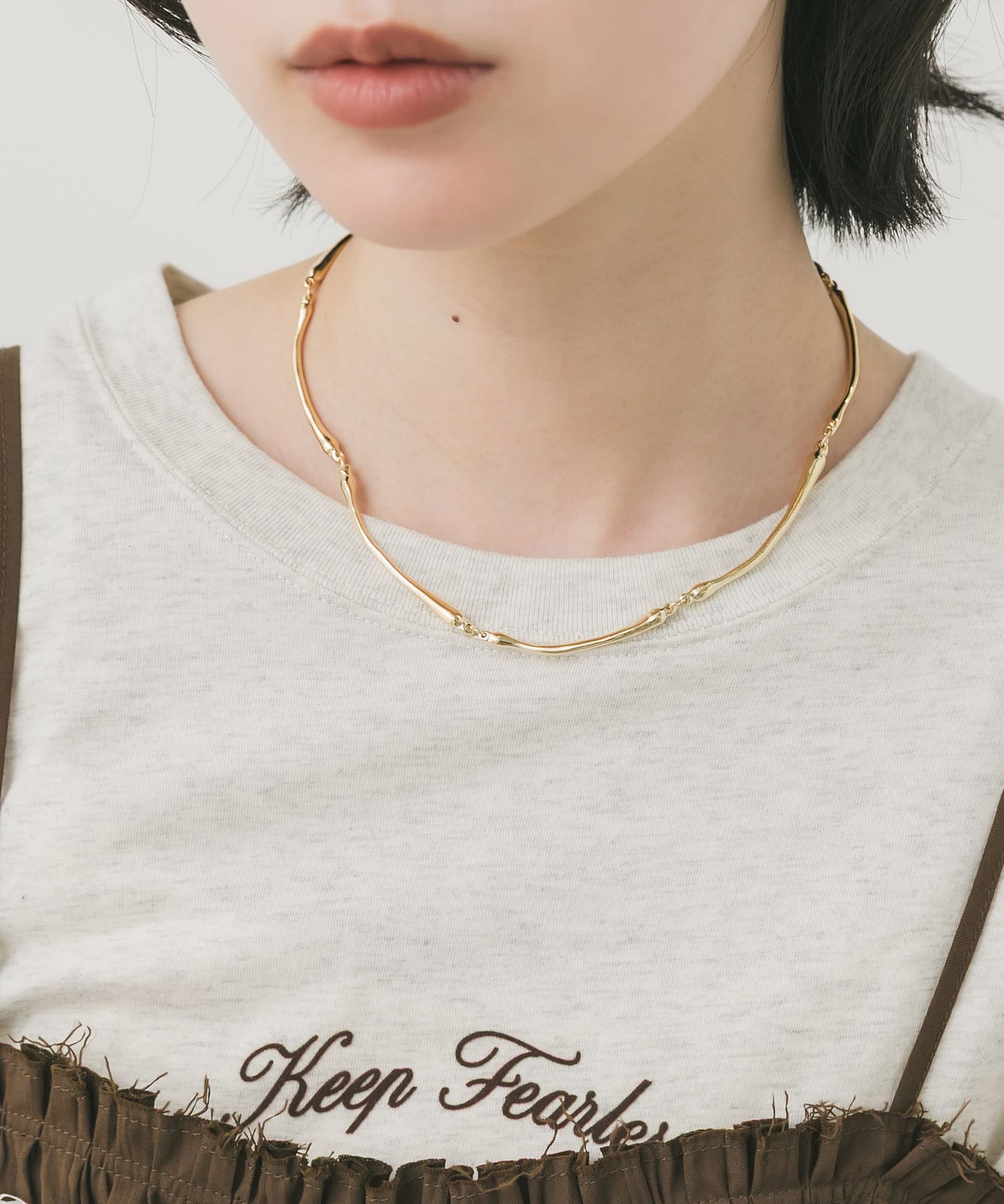ニュアンスロングバーネックレス GLD -