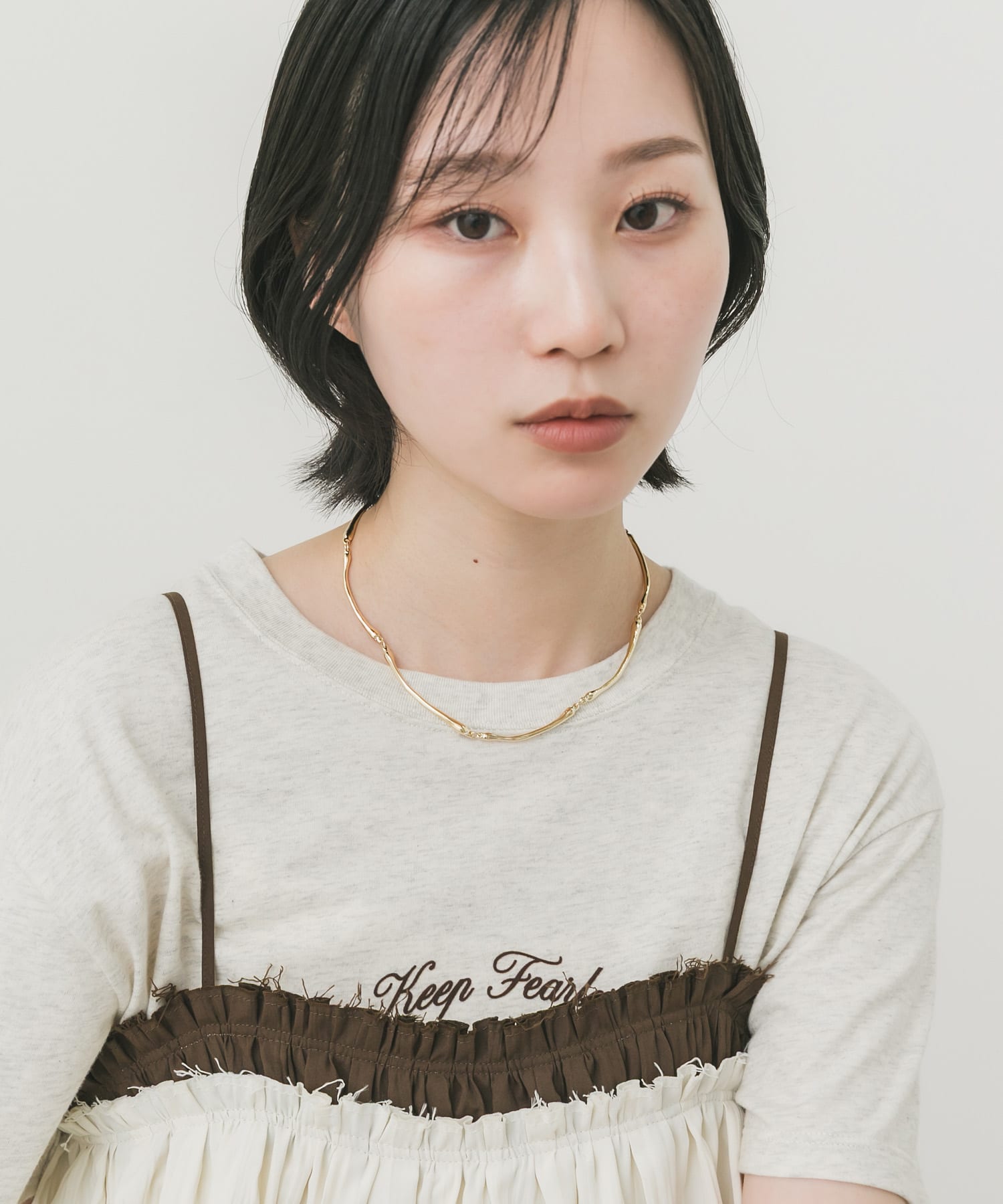 ニュアンスロングバーネックレス GLD -