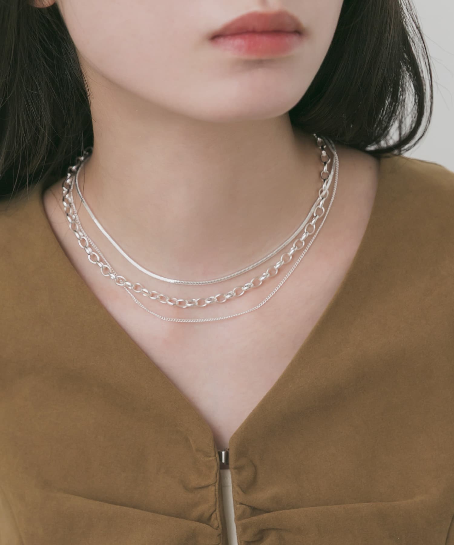 3レイヤードボリュームマンテルネックレス SLV -