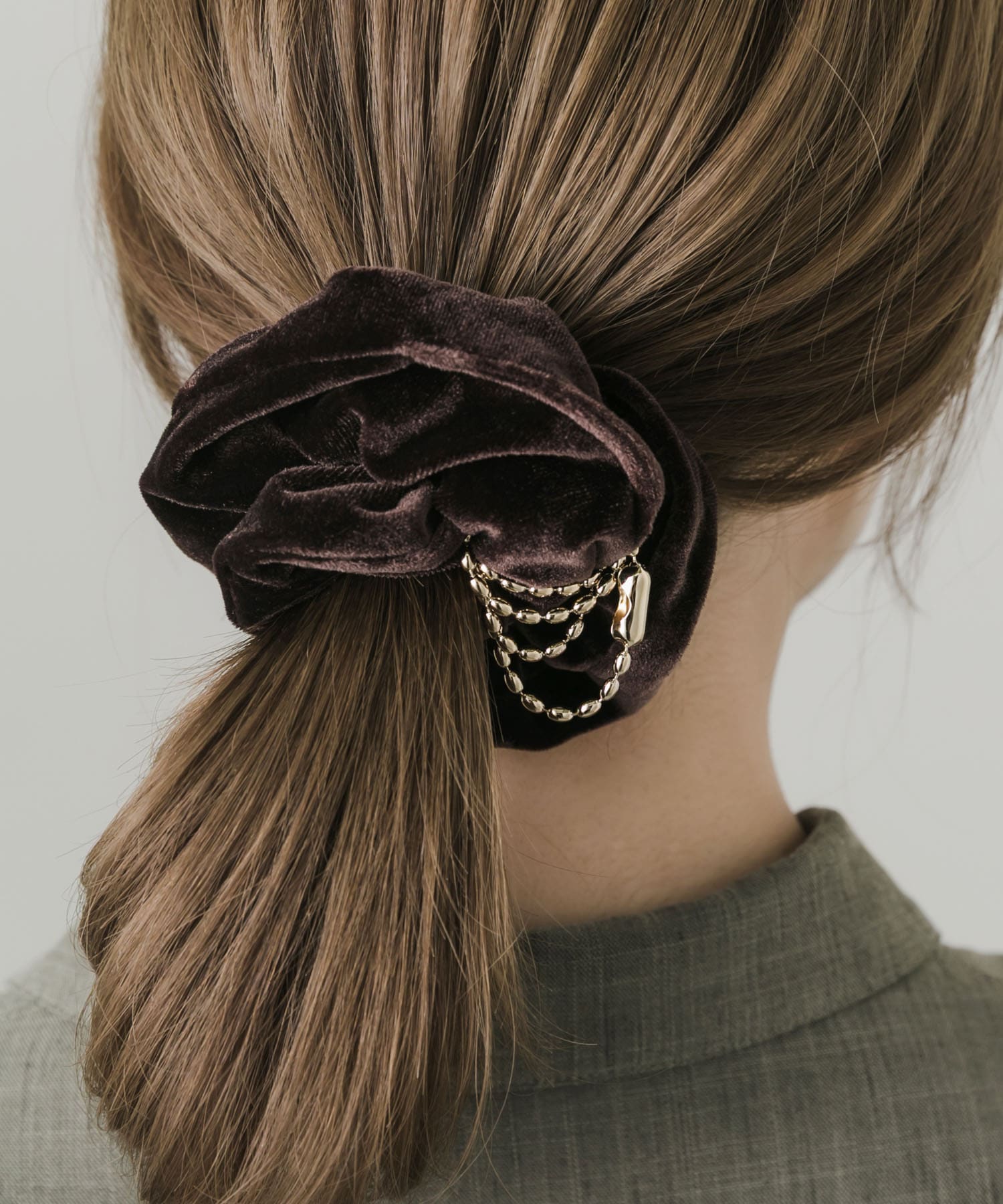 チェーンアクセントベロアシュシュ DBR/GD -