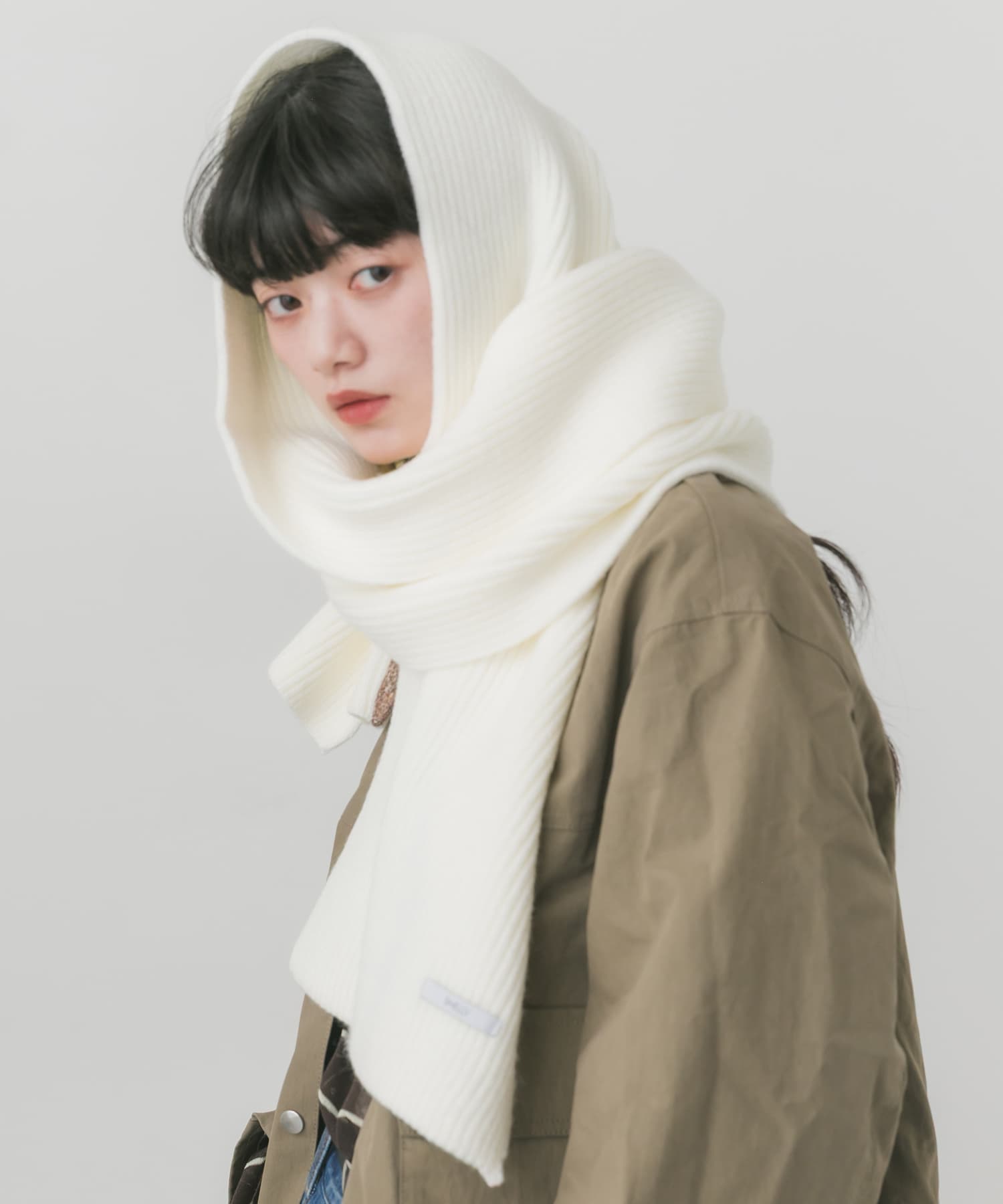 シンプルリブニットマフラー IVO -