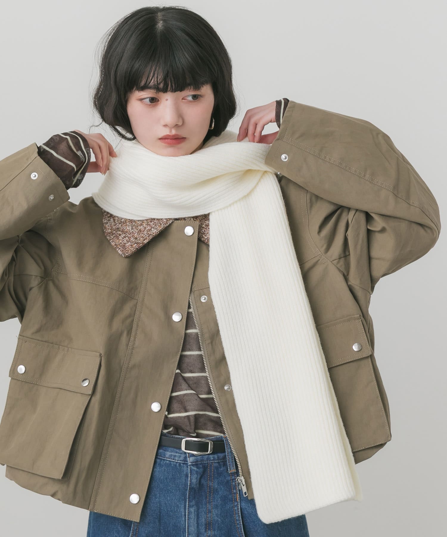シンプルリブニットマフラー IVO -