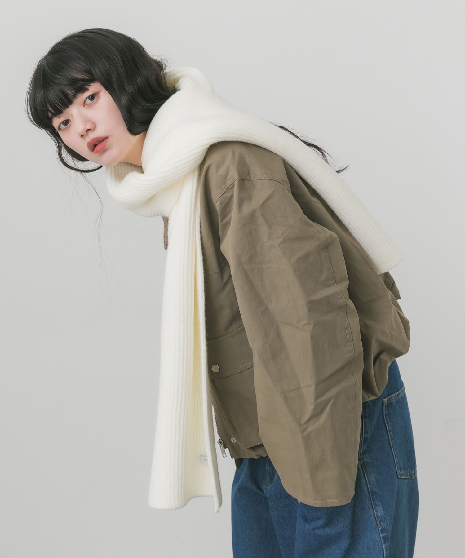 シンプルリブニットマフラー IVO -