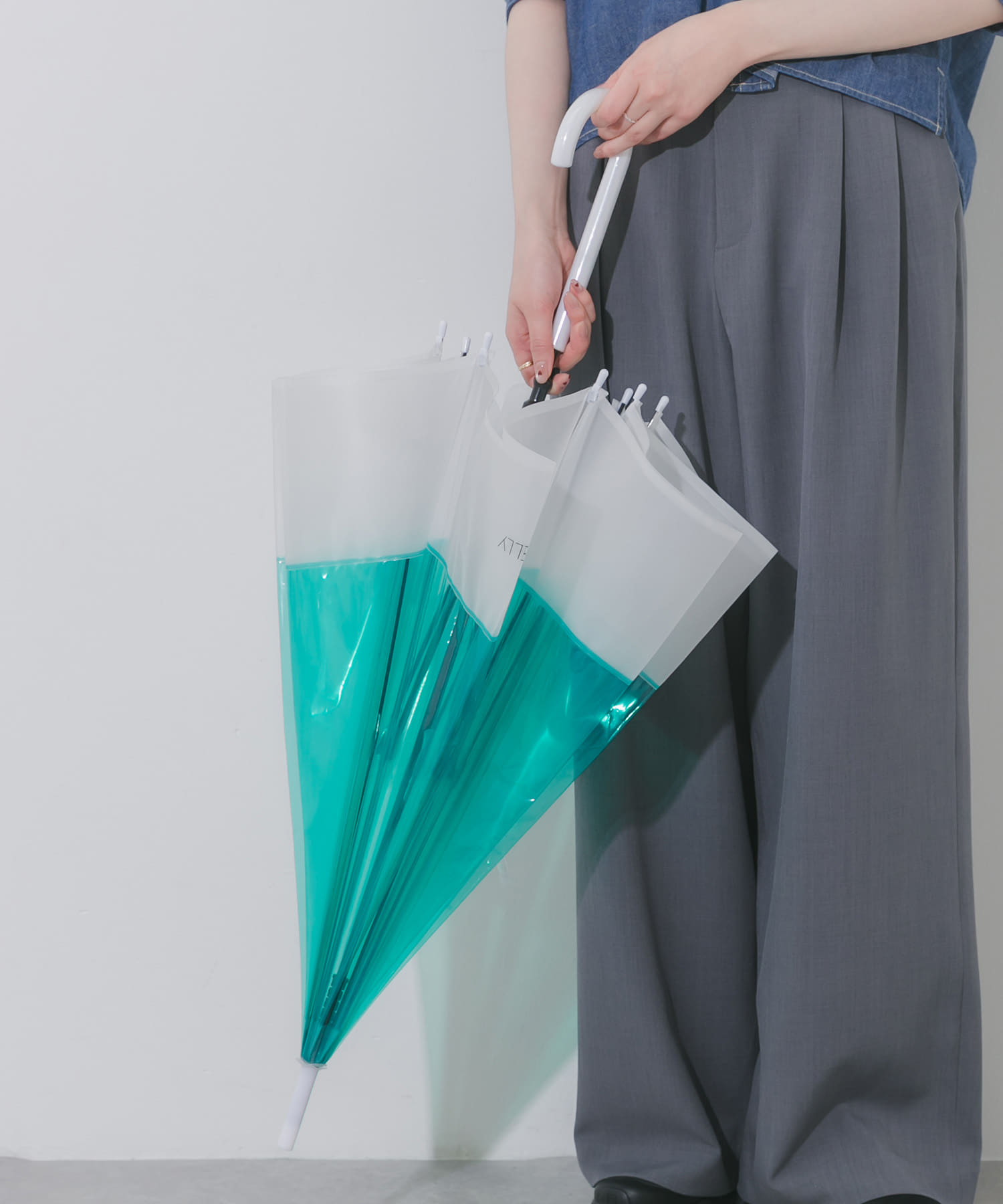 クリアバイカラービニール傘 GRN Free