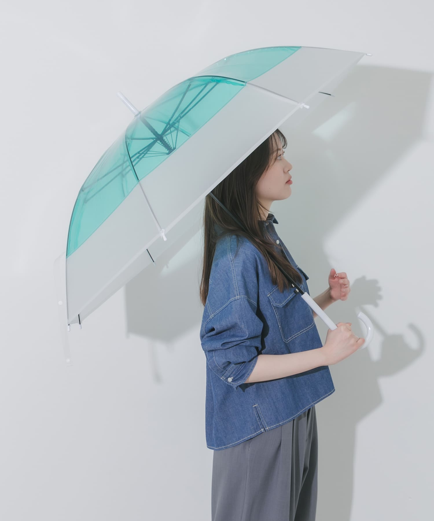 クリアバイカラービニール傘 GRN Free