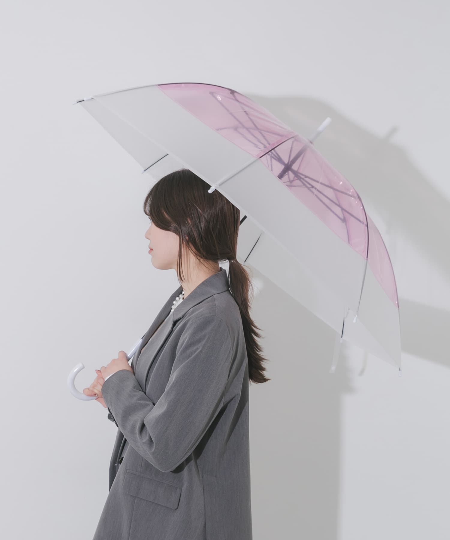 クリアバイカラービニール傘 PNK Free