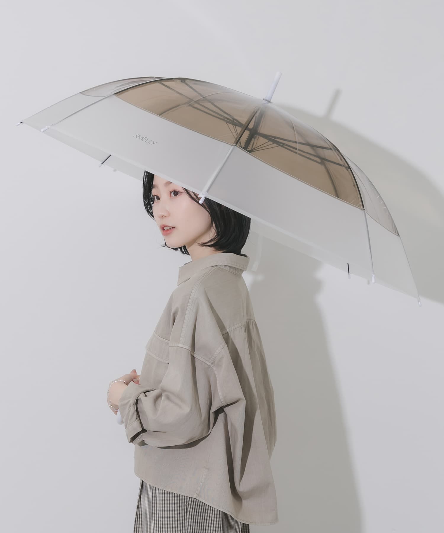 クリアバイカラービニール傘 GRY Free