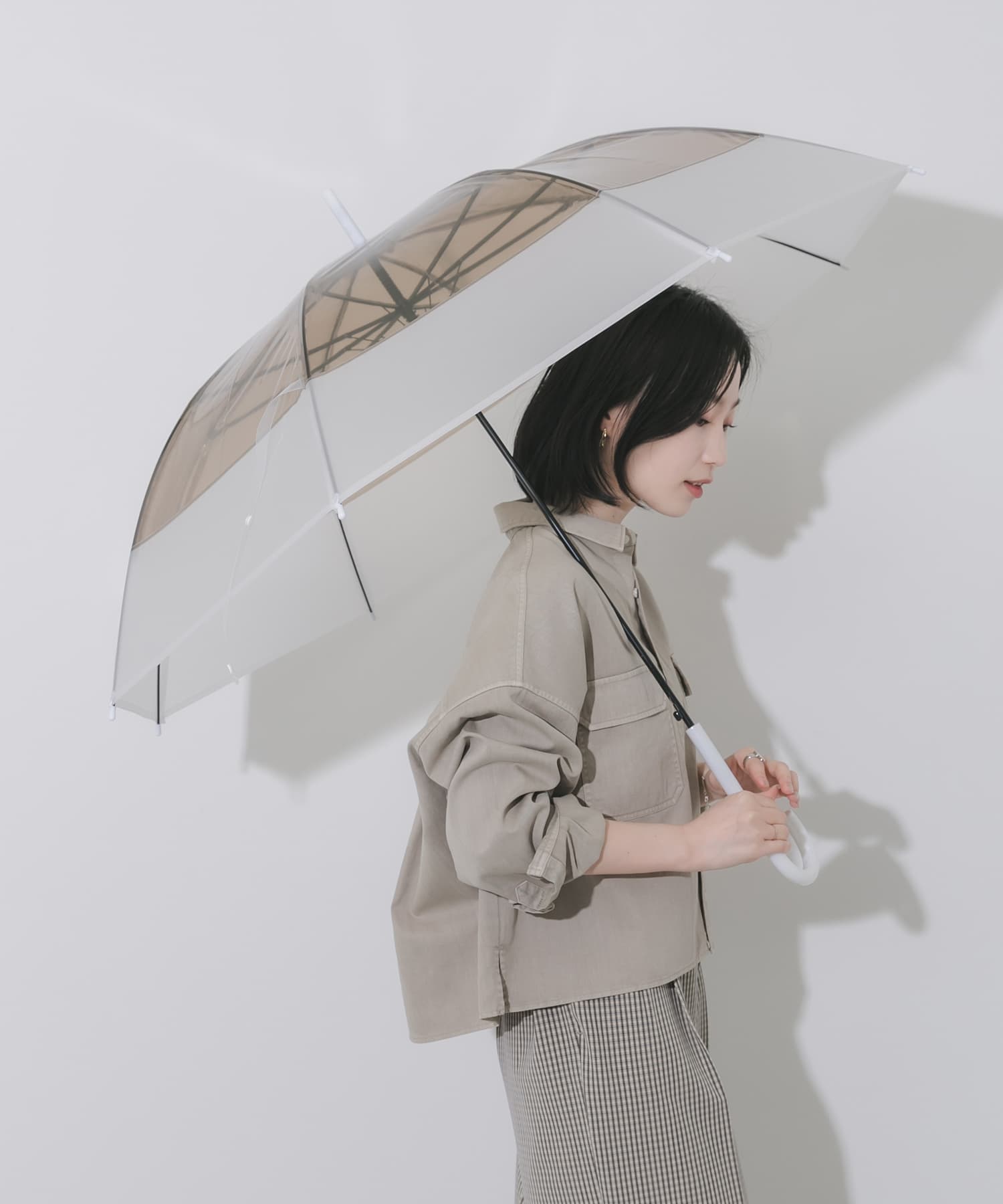 クリアバイカラービニール傘 GRY Free