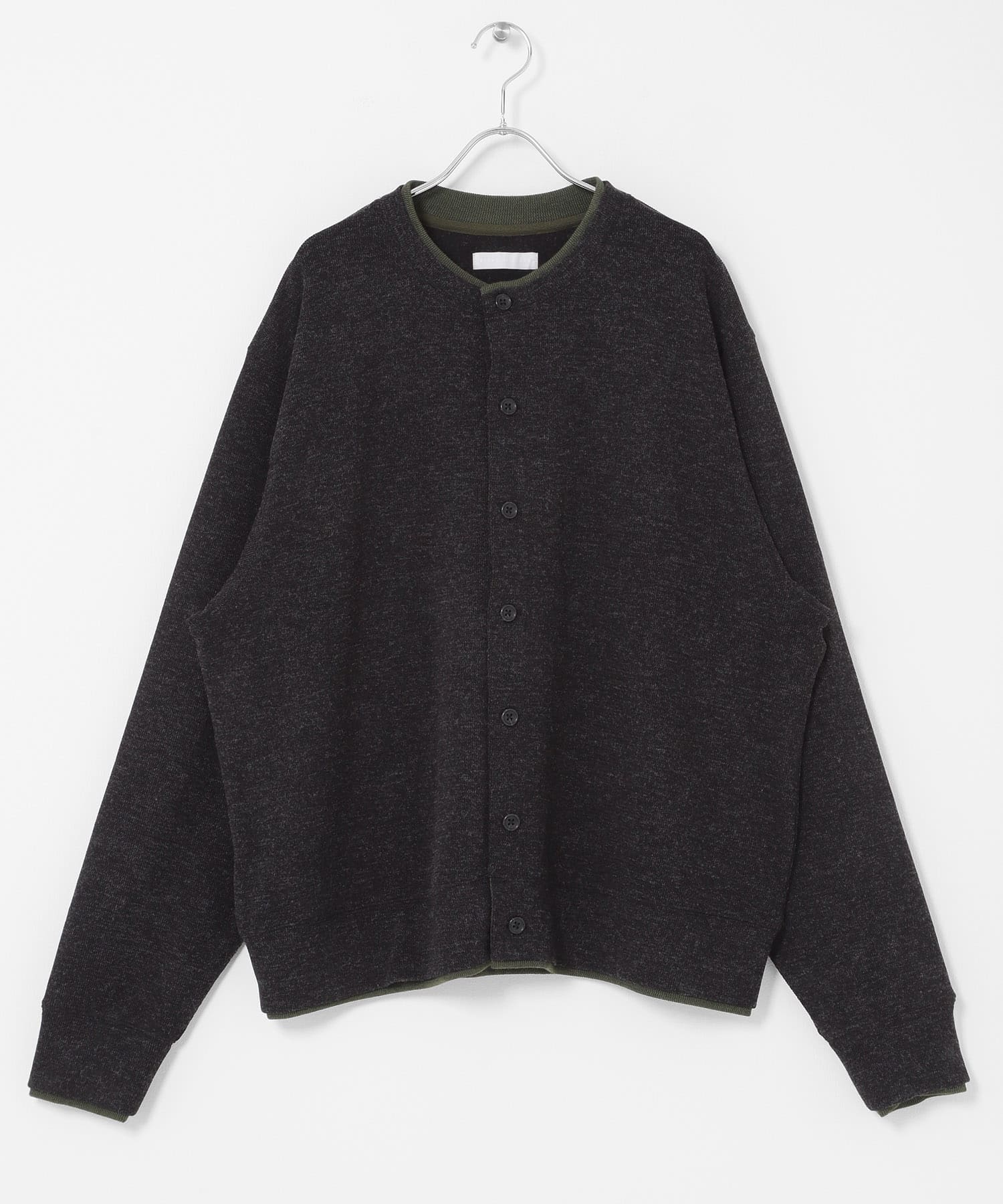 フェイクレイヤードクルーネックカーディガン CHARCOAL M