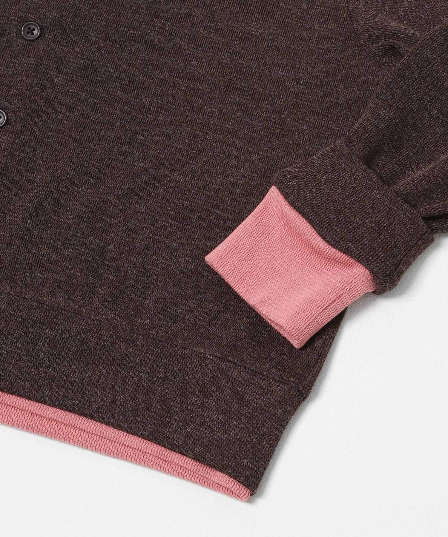 フェイクレイヤードクルーネックカーディガン BROWN M