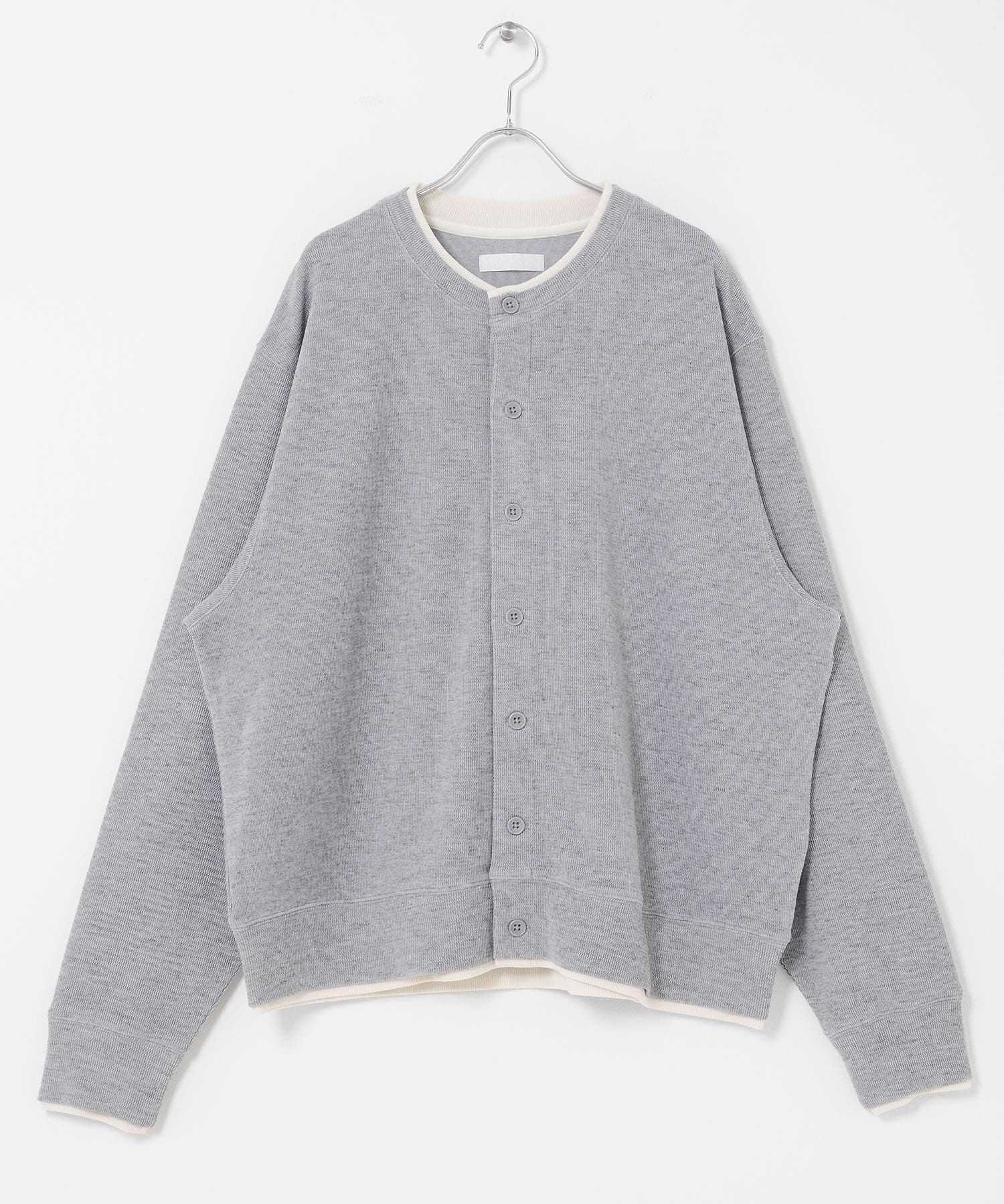 フェイクレイヤードクルーネックカーディガン GRAY M