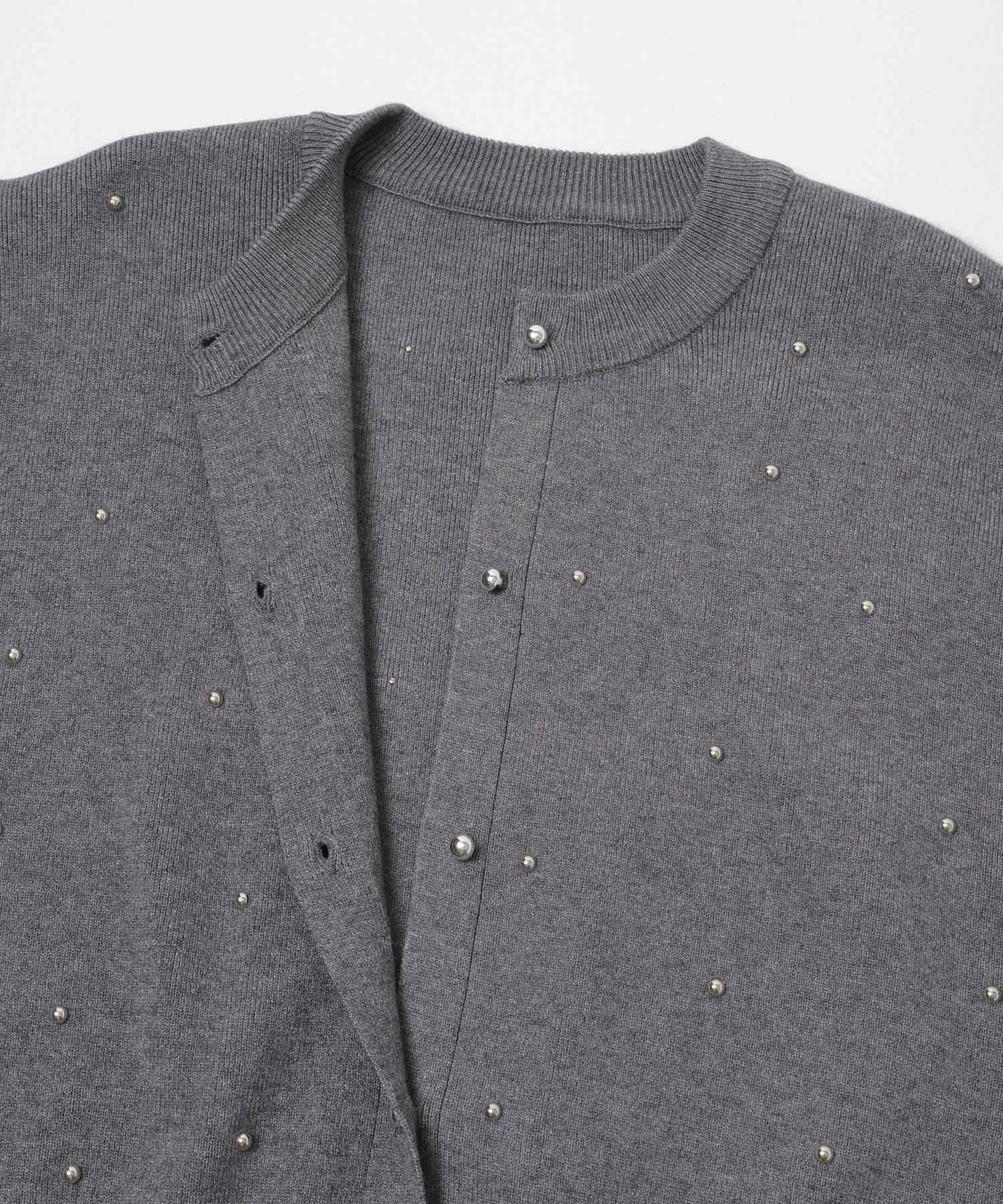 『洗濯可』ボールビーズカーディガン CHARCOAL One