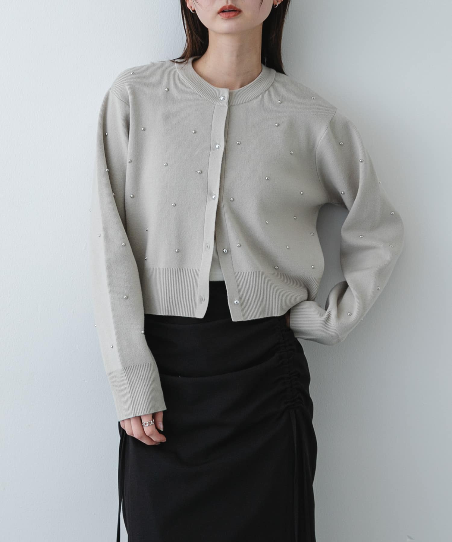 『洗濯可』ボールビーズカーディガン