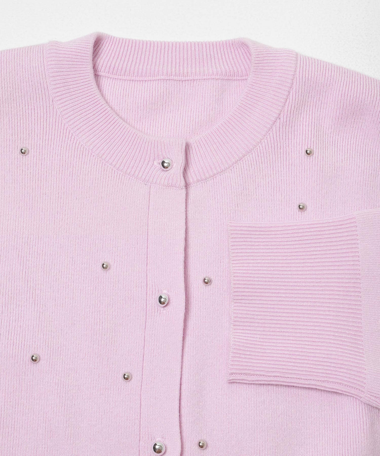 『洗濯可』ボールビーズカーディガン L.PINK One