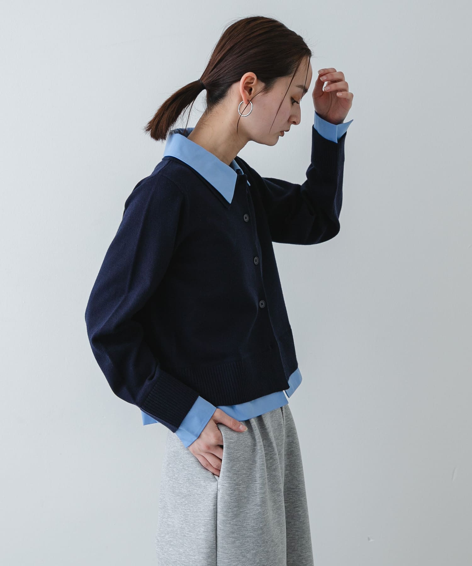 machatt フレアドッキングシャツニット　2020aw ブラウスドッキングフレアー袖ニット - ベルーナ【公式】