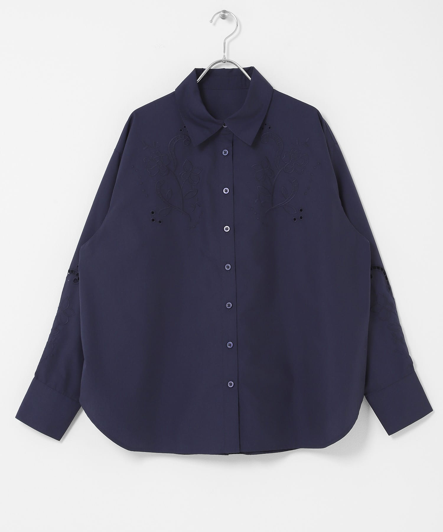 カットワークエンブロイダリーシャツ NAVY One