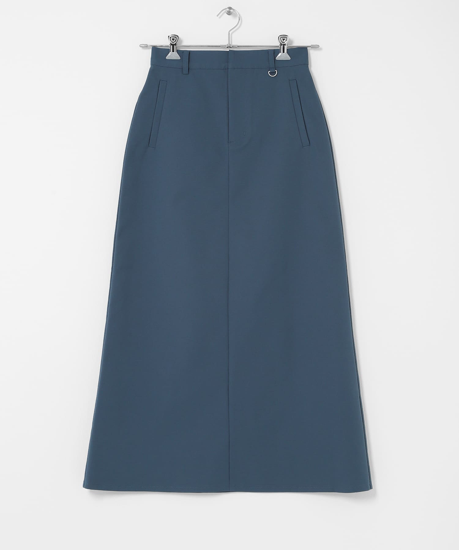 『イージーケア』フロントポケットチノスカート BLUE S