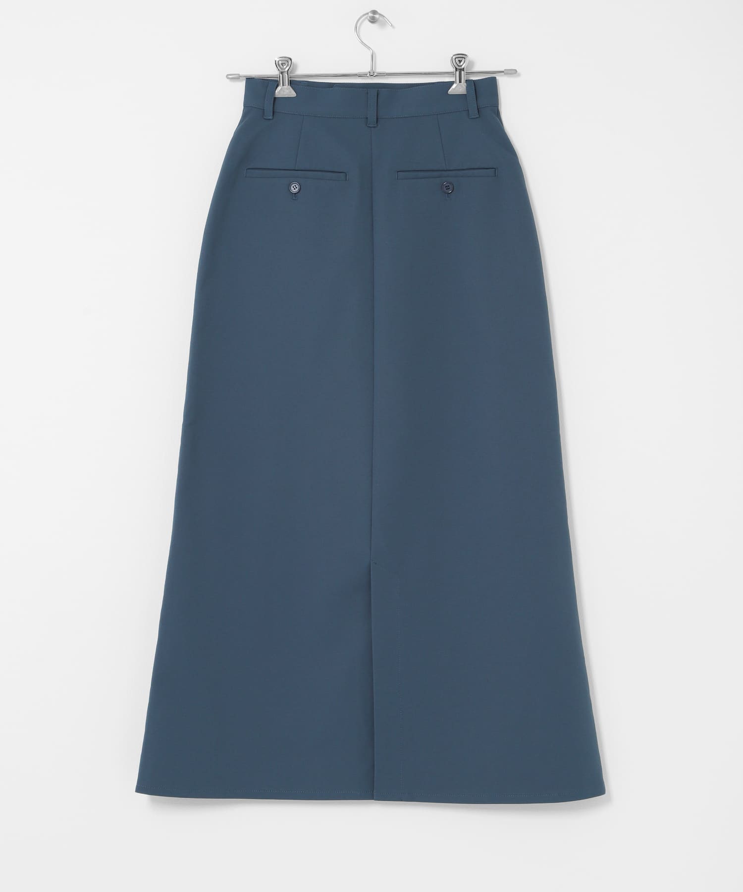 『イージーケア』フロントポケットチノスカート BLUE S