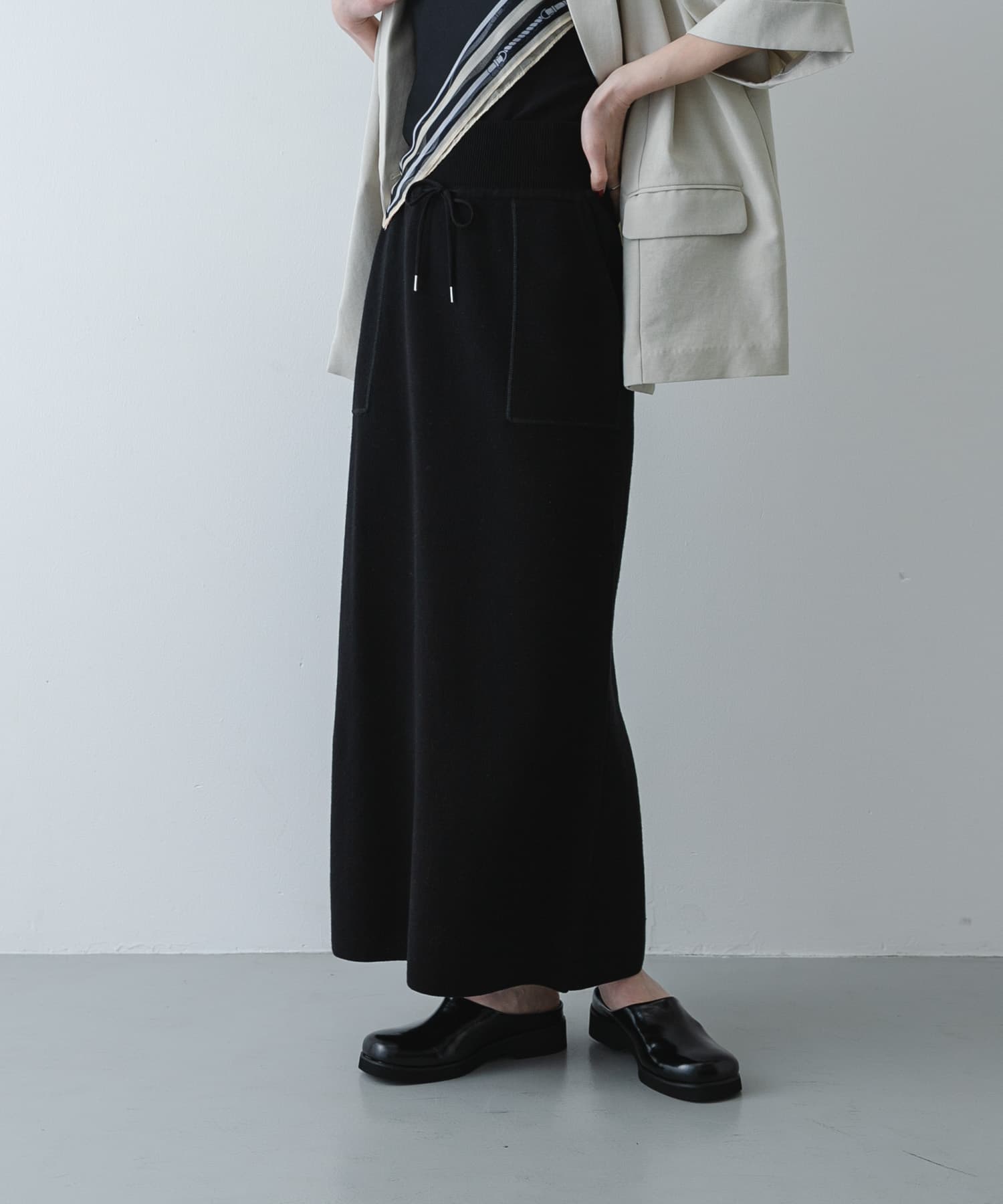 『洗濯可』スウェットライクニットスカート