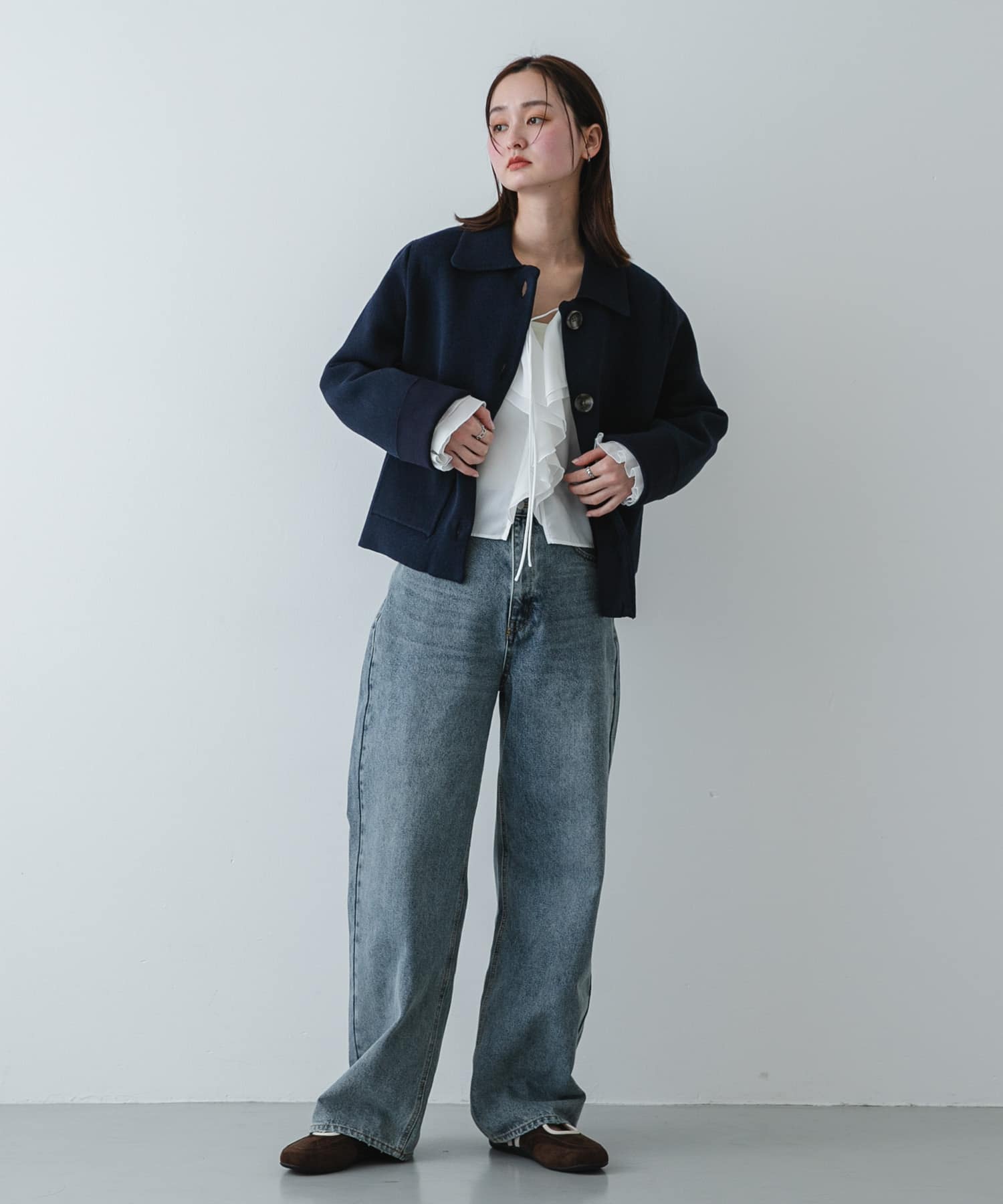 『軽量』フラットソールバレエスニーカー BROWN S