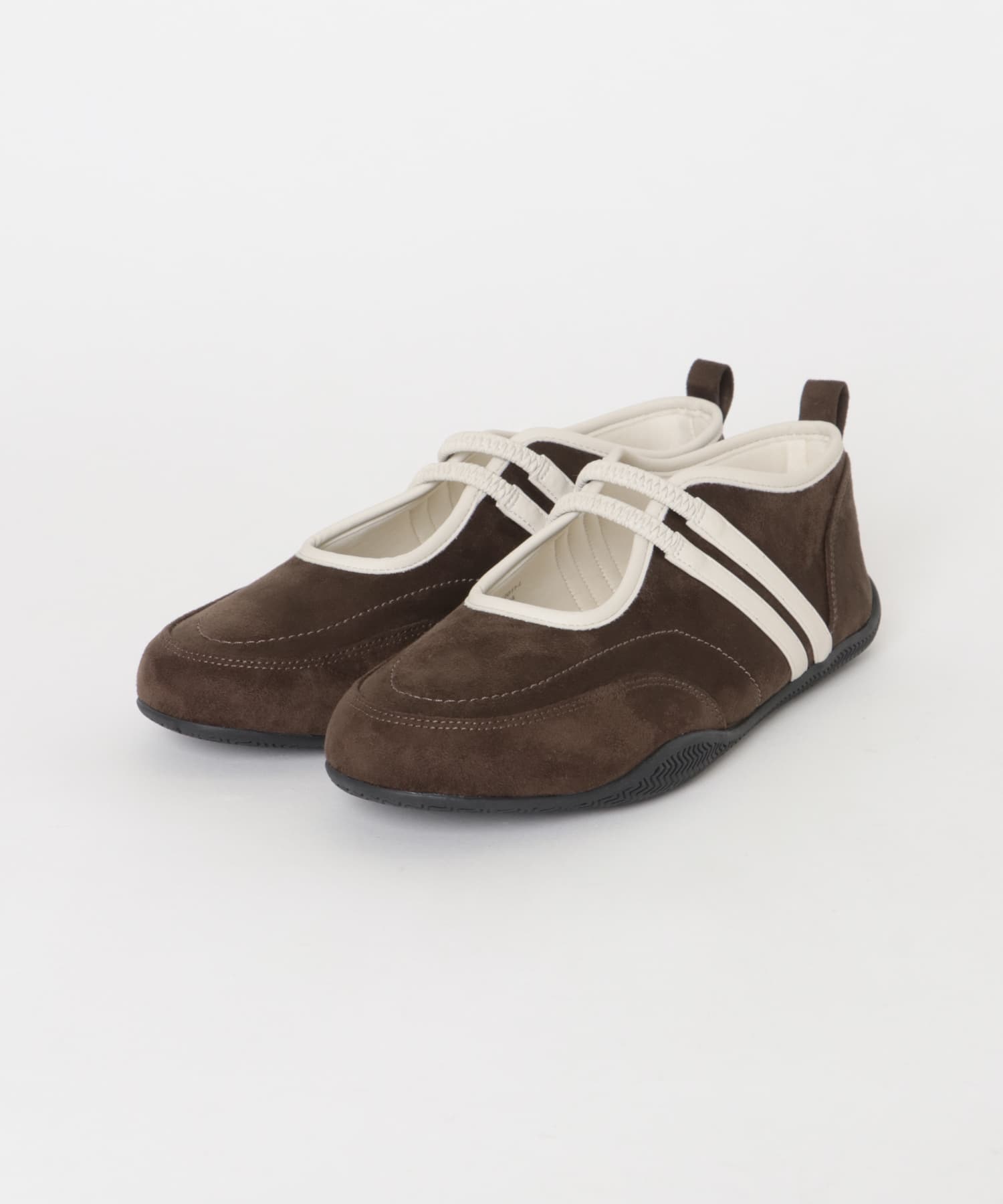 『軽量』フラットソールバレエスニーカー BROWN S