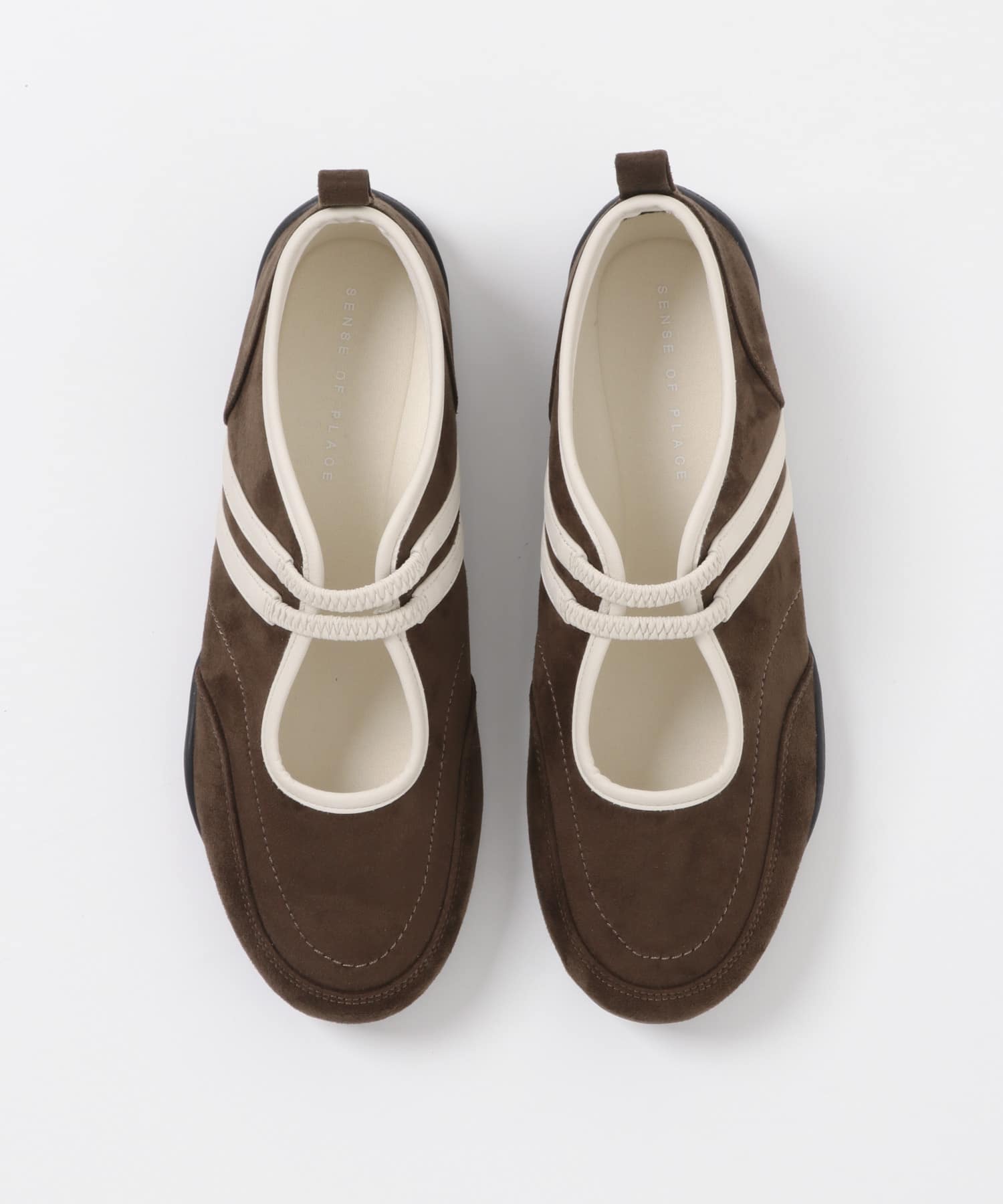 『軽量』フラットソールバレエスニーカー BROWN S