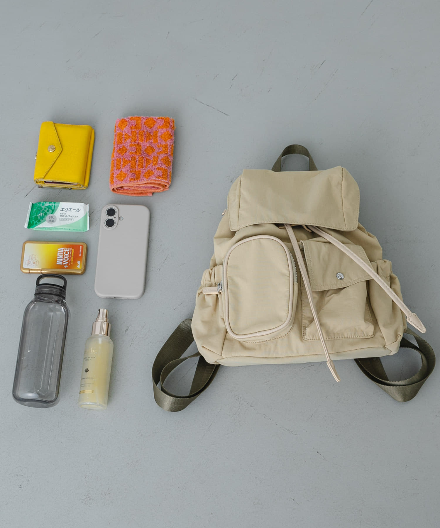 撥水マルチポケットナイロンリュック