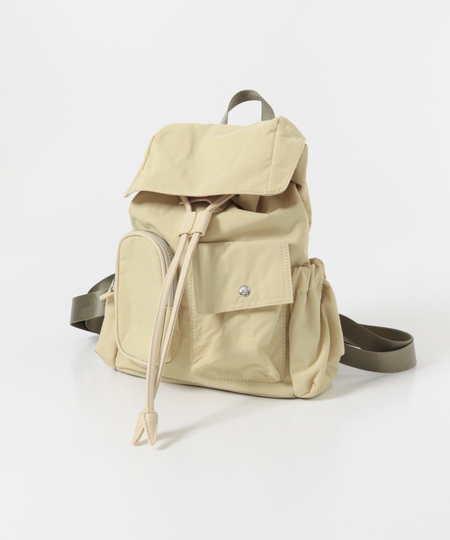 撥水マルチポケットナイロンリュック BEIGE One