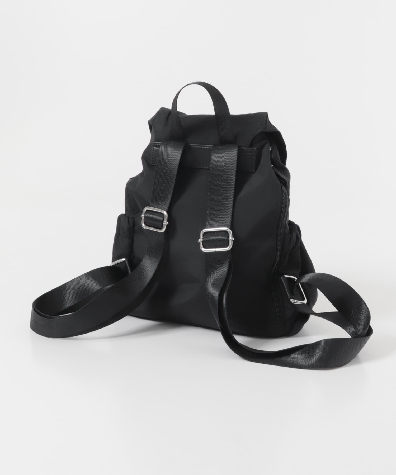 撥水マルチポケットナイロンリュック BLACK One