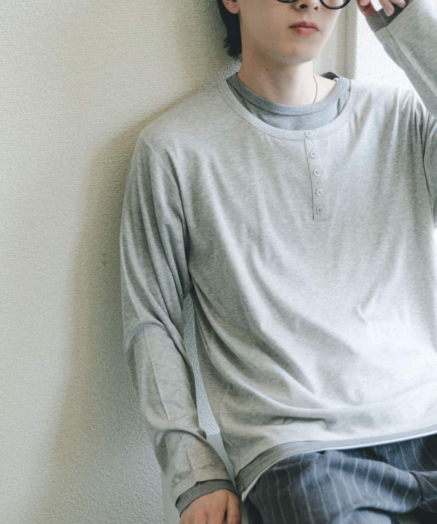 フェイクレイヤードロングTシャツ
