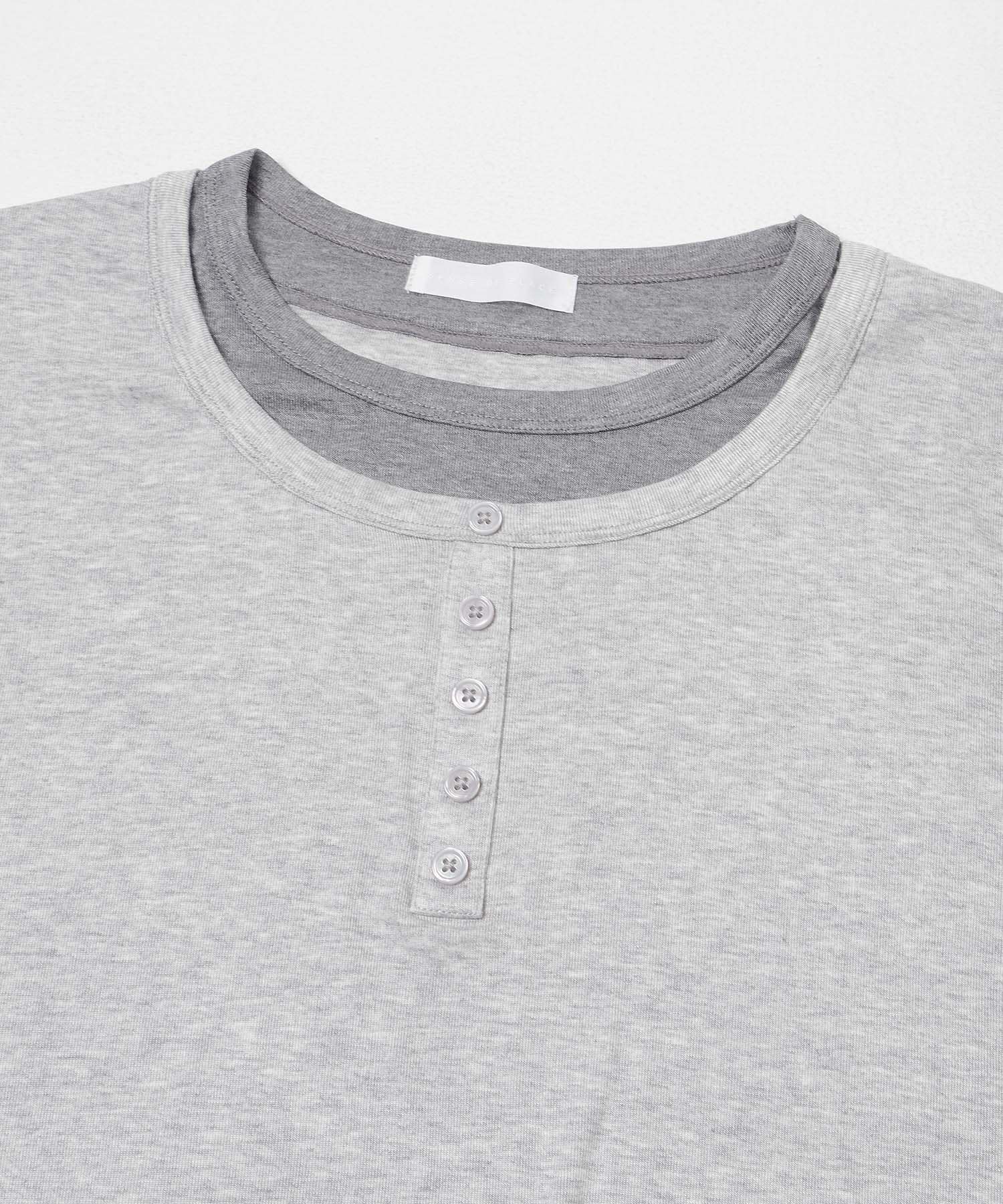 フェイクレイヤードロングTシャツ L.GRAY M