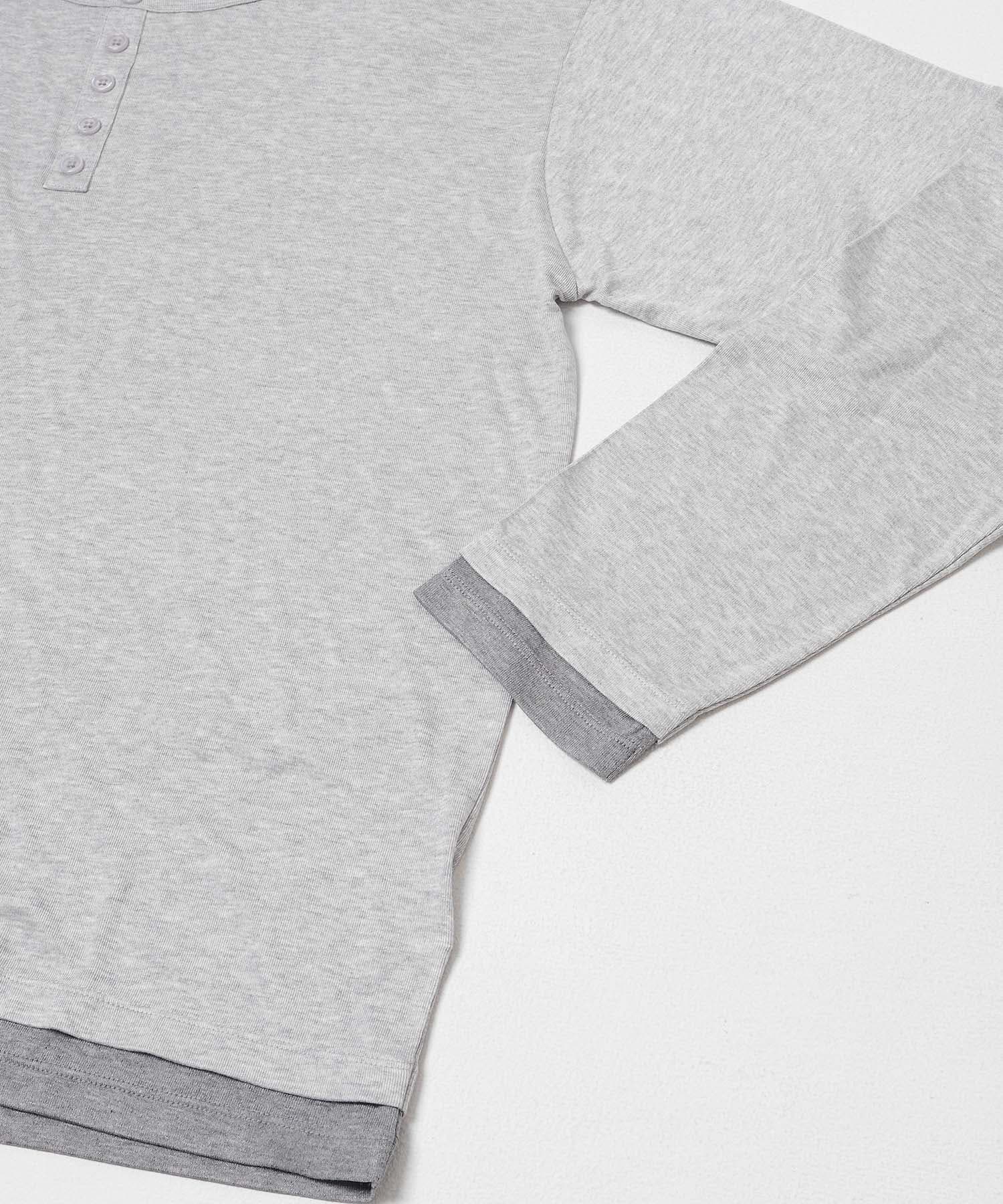 フェイクレイヤードロングTシャツ L.GRAY M
