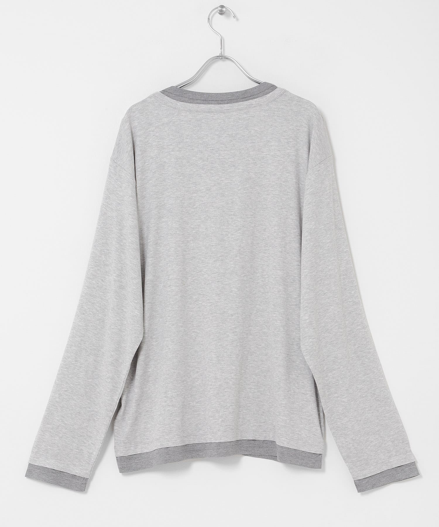 フェイクレイヤードロングTシャツ L.GRAY M