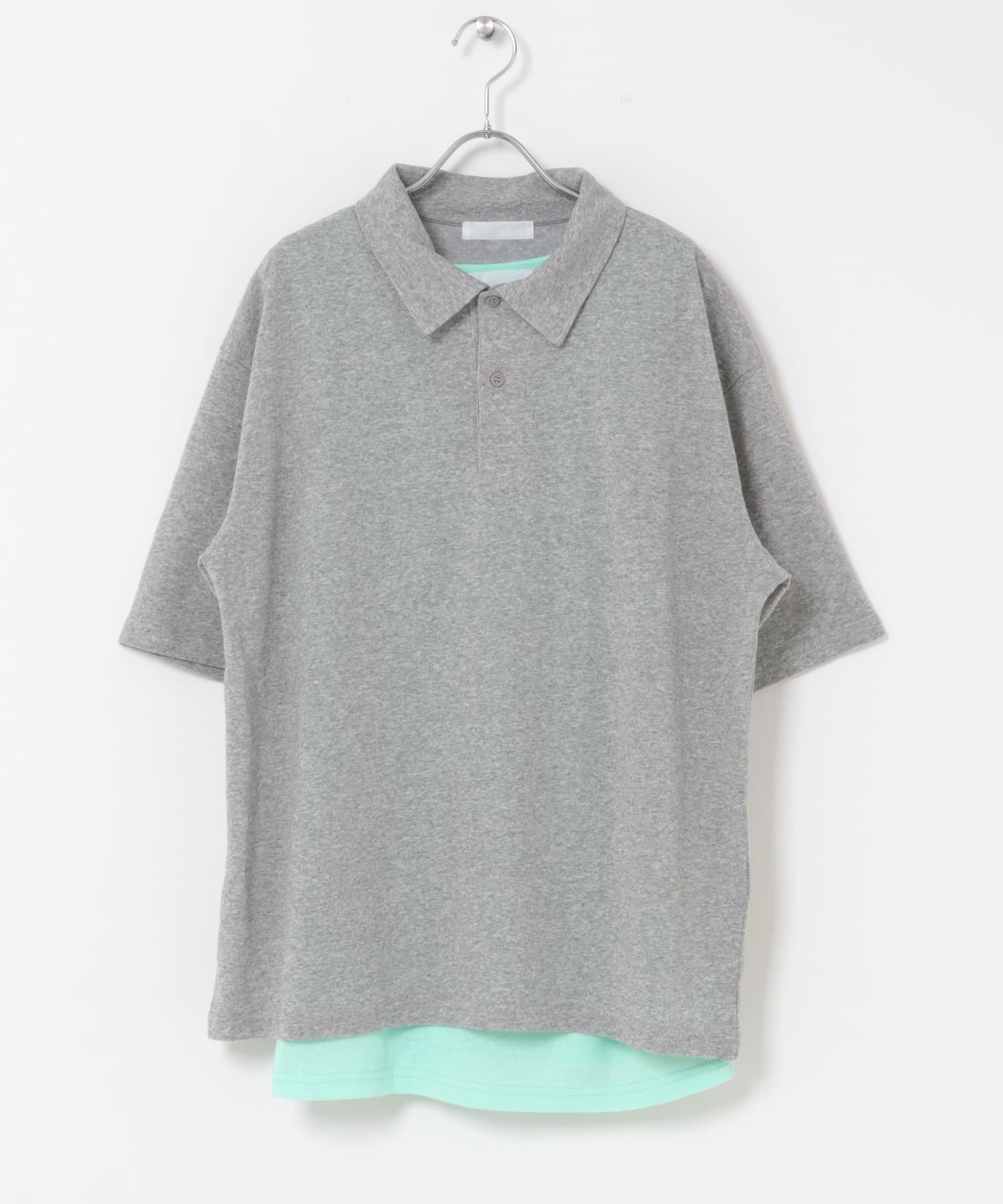 ドライタッチタンクトップセットポロシャツ GRY×MNT M