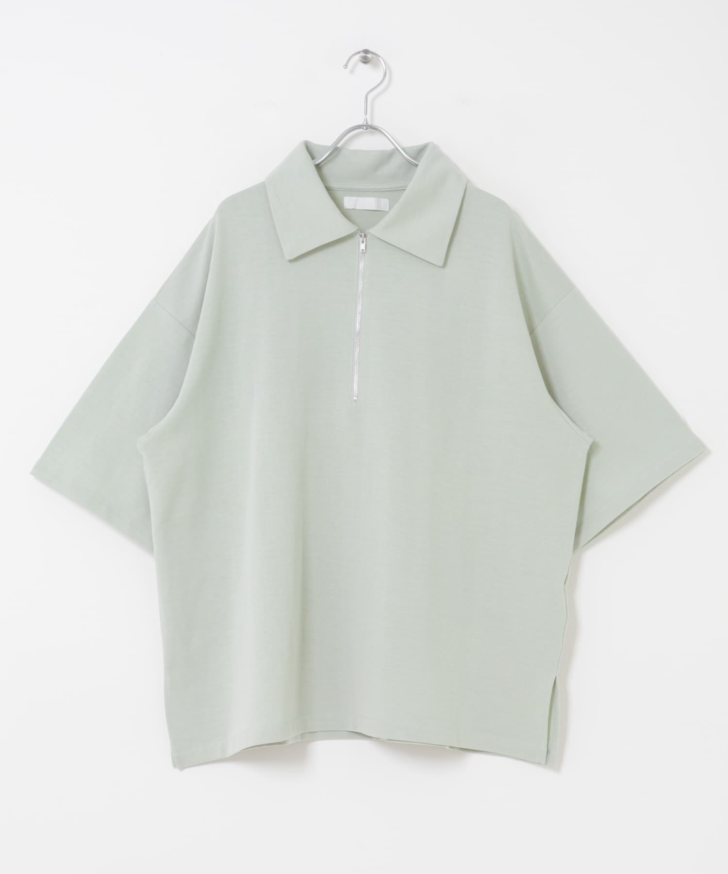 ライトダンボールポンチハーフジップ Tシャツ MINT M