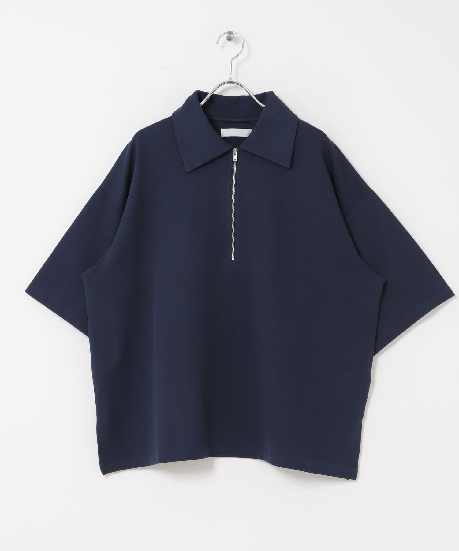 ライトダンボールポンチハーフジップ Tシャツ NAVY M