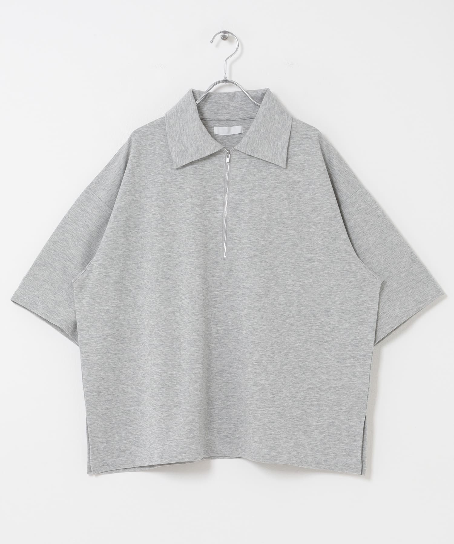 ライトダンボールポンチハーフジップ Tシャツ(M L.GRAY): トップス